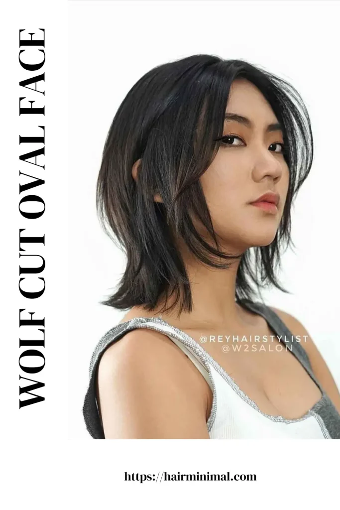 wolf cut oval face girl
