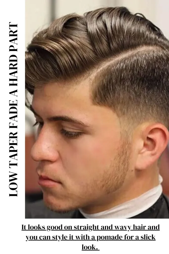 Low Taper Fade with a Hard Part