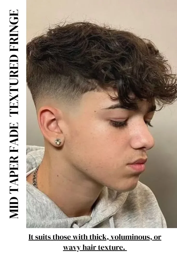 Mid Taper Fade with Textured Fringe