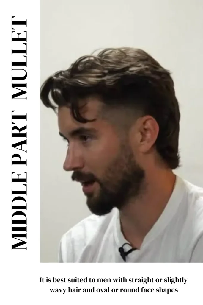 Mullet Haircut Men with Middle Part