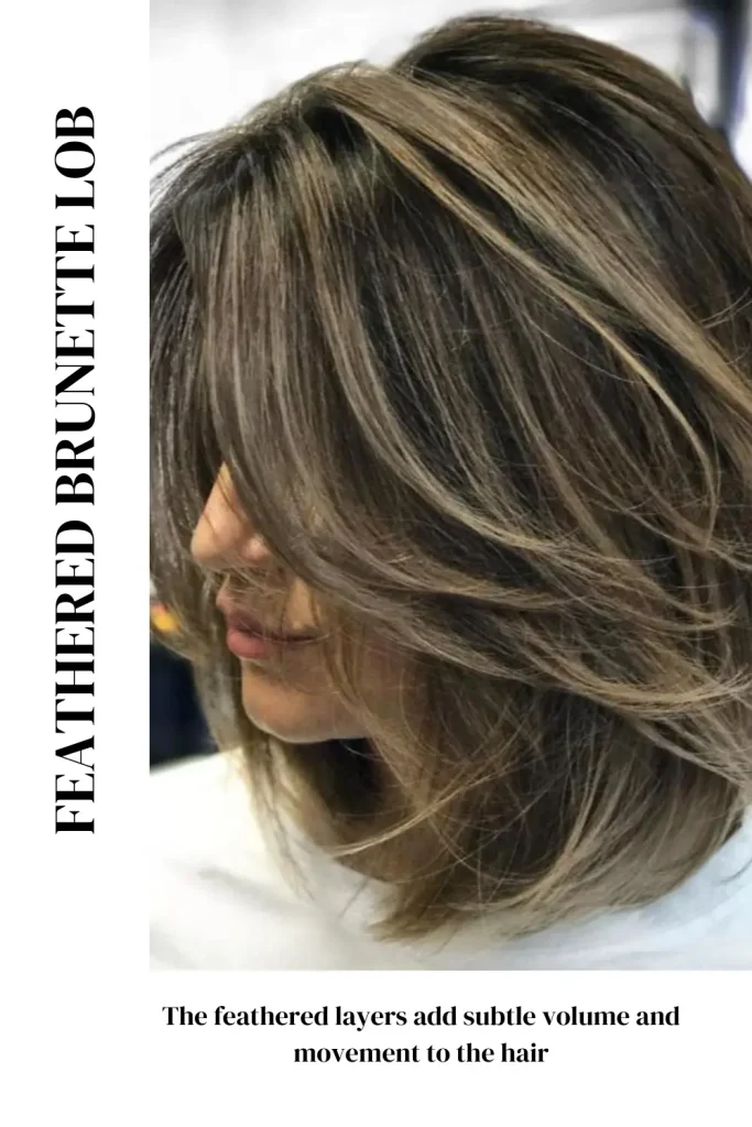 Feathered Brunette Lob layered medium